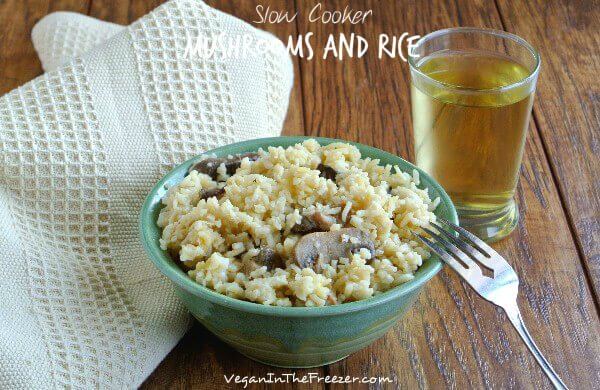 Healthy Slow Cooker Mushrooms and Rice Served Words