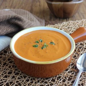 Rich Tomato Bisque is a classic soup that is simple to make. The richness comes from coconut milk and the spices are varied. Comfort food at it's best.