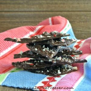 Chocolate Peppermint Bark is made with deep rich chocolate that has hints of a minty flavor and little bits of peppermint candy cane.