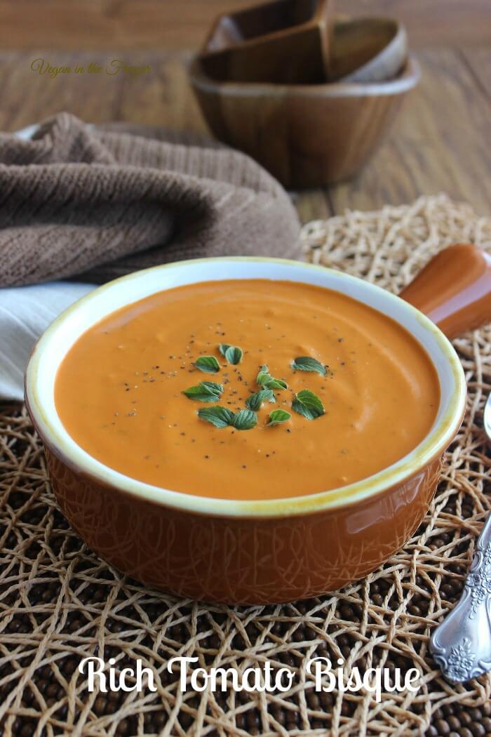 Rich Tomato Bisque is a classic soup that is simple to make. Creamy soup with tons of flavor that comes from puréed vegetables. Comfort food at it's best.