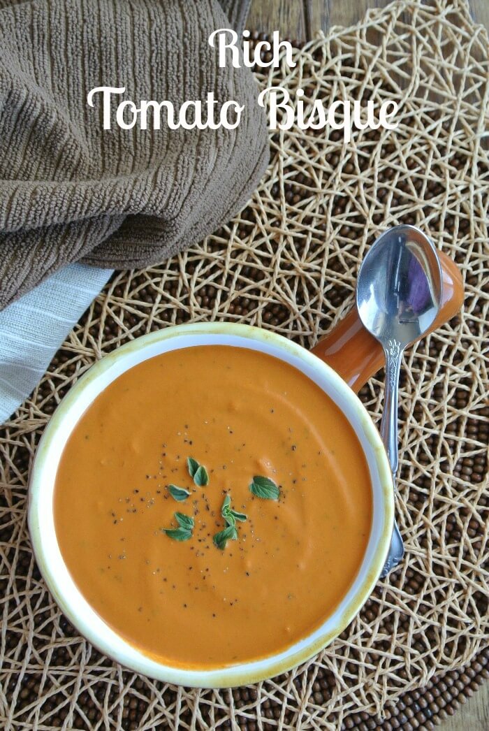 Rich Tomato Bisque is a classic soup that is simple to make. Creamy soup with tons of flavor that comes from puréed vegetables. Comfort food at it's best.