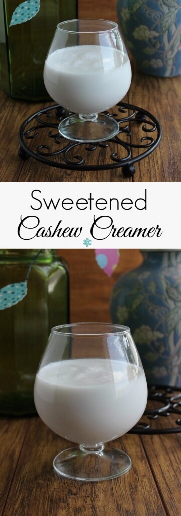 Sweetened Cashew Creamer is fast, simple and creamy. Make an easy weekly batch and this wonderful fat free option can always be on hand.