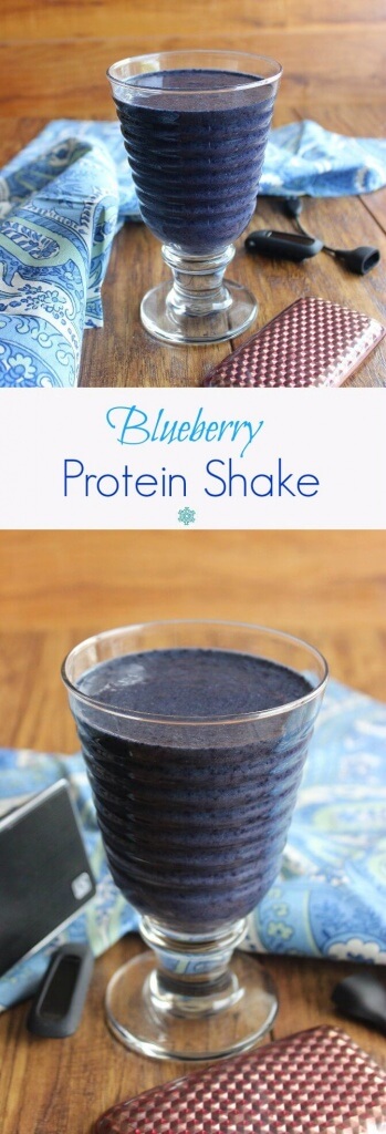 Blueberry Protein Shakein two photos for pinning.
