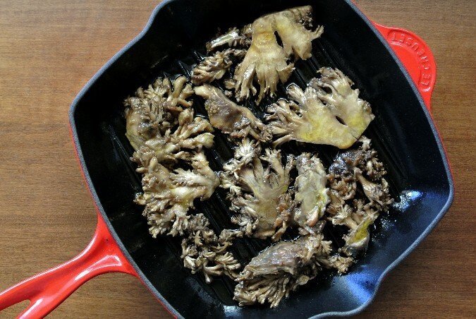 Grilled Thai Marinated Maitake Mushrooms glisten with a flavorful Asian marinade. One of the best sides for the grill or grill pan.