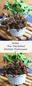 Grilled Thai Marinated Maitake Mushrooms glisten with a flavorful Asian marinade. One of the best sides for the grill. You will be amazed!
