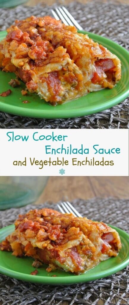 Slow Cooker Enchilada Sauce has rich and deep flavors that will make any enchilada combination perfect. Crockpot easy. Try this Vegetable Enchilada casserole too!