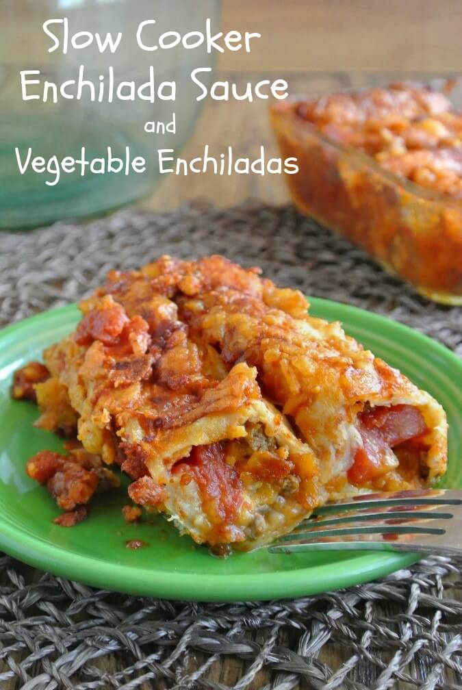 Slow Cooker Enchilada Sauce has rich flavors that will make any enchilada combination perfect. Crockpot easy. Try these Vegetable Enchiladas too!