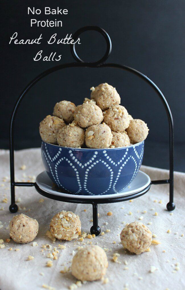 No Bake Protein Peanut Butter Balls are an easy and healthy treat that you can pop in your mouth when you are on the run. Only 5 Ingredients.