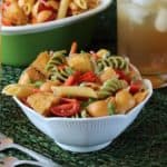 Trio Italiano Panzanella Pasta Salad is light and healthy. Easy to make and the pasta even includes vegetables.
