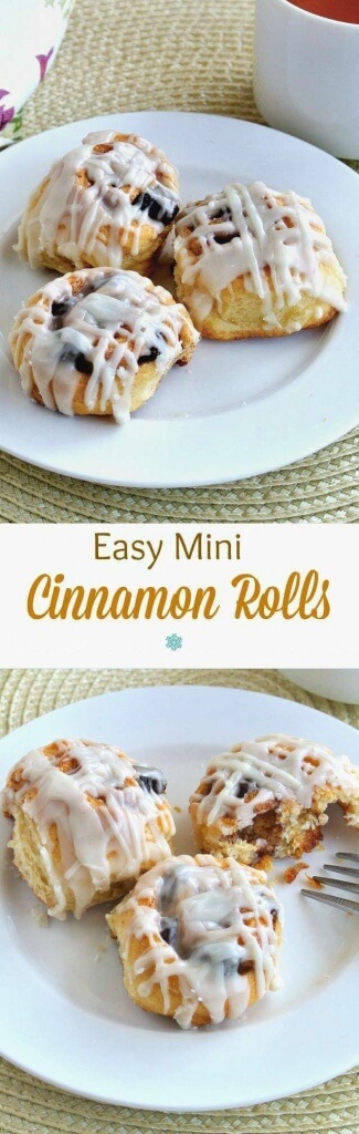 Easy Mini Cinnamon Rolls are precious little treats that will almost melt in your mouth. Easy to make using a pre-packaged crescent favorite.