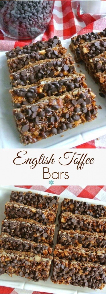 English Toffee Bars are chocolaty and perfect. Just imagine biting into the flavors of a classic favorite all rolled into a bar.
