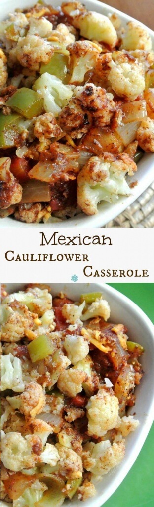 Mexican Cauliflower Casserole is a fantastic side dish. There are many spices and accent vegetables that blend just right.