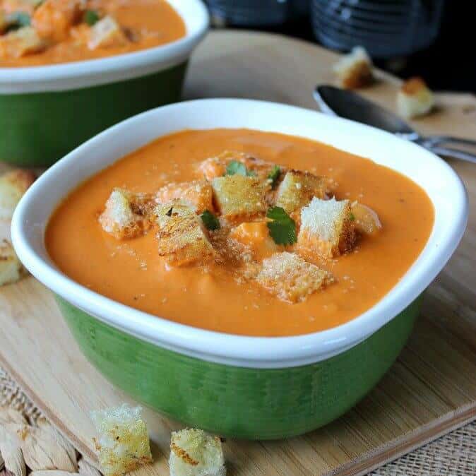 Potato Tomato Soup is rich with flavor. Fresh veggies and seasonings make this a creamy and hearty meal.