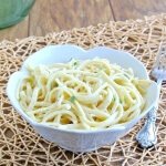Meatless Tetrazzini has a creamy white sauce made from scratch.