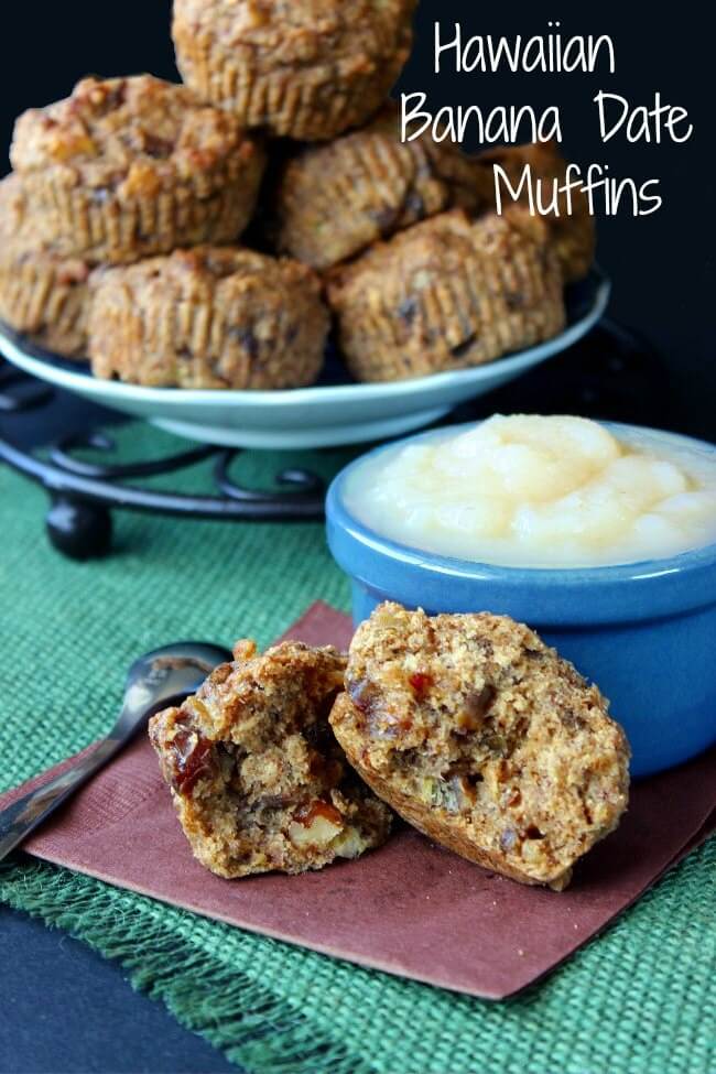 Hawaiian Banana Date Muffins are so moist and have some of everyone's tropical favorites. Just mix and bake and you'll be feeling the ocean breeze in no time.
