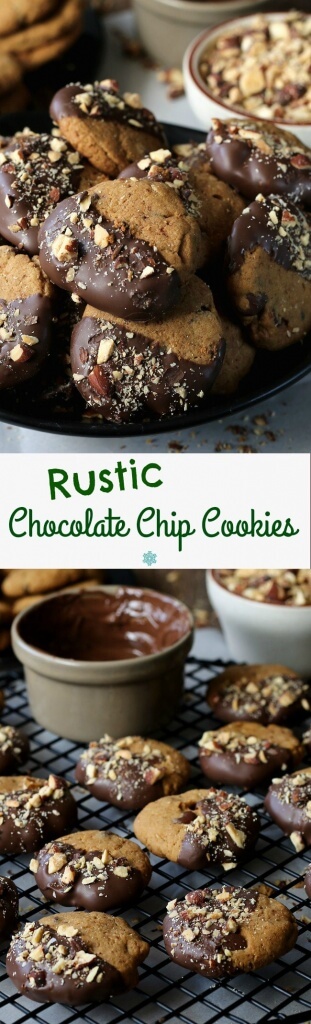 Rustic Chocolate Chip Cookies are simple and have a unique flavor. The perfect texture. Dip in chocolate if you like too!