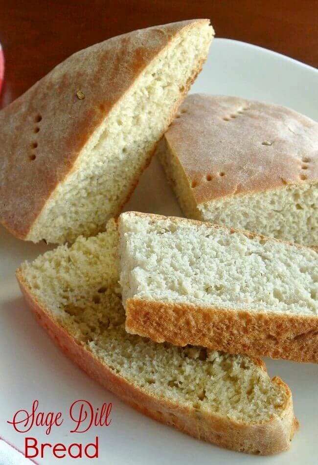 Sage Dill Bread has a generous addition of sage along with dill and fennel which really makes a tasty bread. A large crusty bread that is so flavorful.