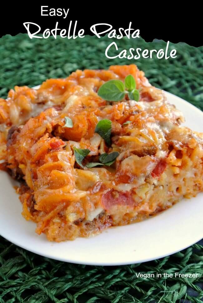 Easy Rotelle Pasta Casserole is comfort food to the max. All gets tossed together and baked for a cozy meal the whole family will love.