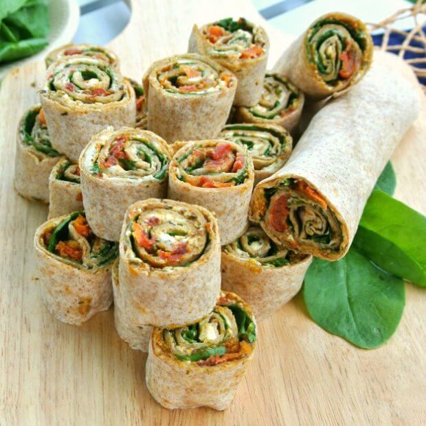 Sun-Dried Tomato Pesto Tortilla Rollups has layers of flavor and texture that only takes 15 minutes to prepare.