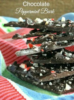 Chocolate Peppermint Bark is made with deep rich chocolate that has hints of a minty flavor and little bits of peppermint candy cane. So easy to make.
