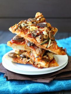 Vegan BBQ Veggie Pizza has all of the flavors and texture a person could want. Veggies galore and homemade pizza dough for the best of both worlds. So much healthier too!