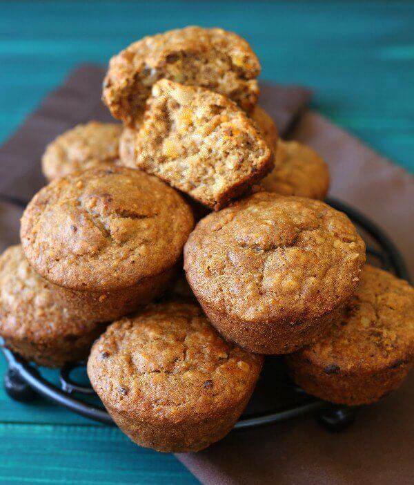 Vegan Apricot Muffins have little bits of sweet dried apricots inside.