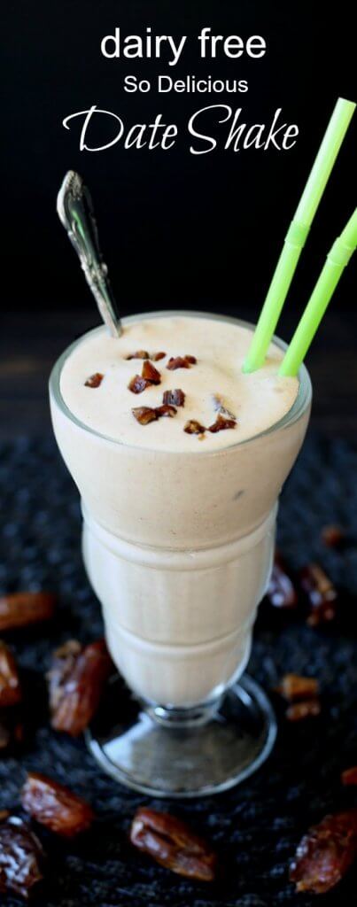 Dairy Free So Delicious Date Shake has 3 ingredients, is fast & easy. The smooth caramel taste comes from dates & the shake is super creamy.