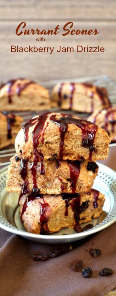 Currant Scones with Blackberry Jam Drizzle is an easy breakfast that you and your family deserves. Serve some jam on the side too. A really nice treat for brunches too.