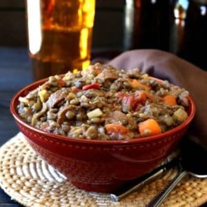 Lentil Sausage Casserole is high in protein, simple to make, has great flavors and perfect textures. Comfort food for the whole family.