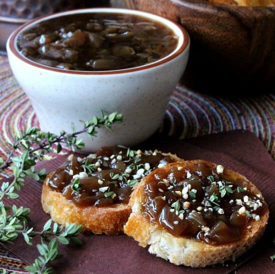 Balsamic Caramelized Onion Crostini is a slightly spicy and highly flavorful appetizer.