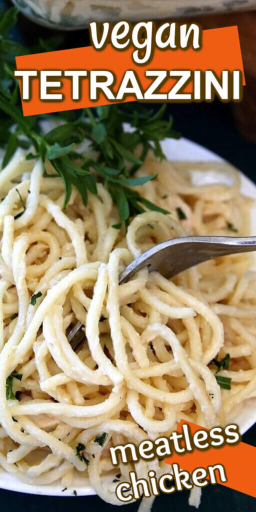 A dinner plate full of white sauced spacgetti with a fork twirling in it for a bite.