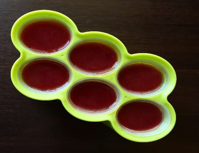 Overhead view of filled popsicle molds.