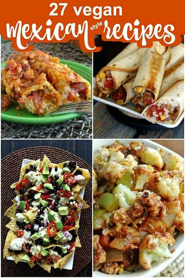Four photos of different types of Mexican food recipes.