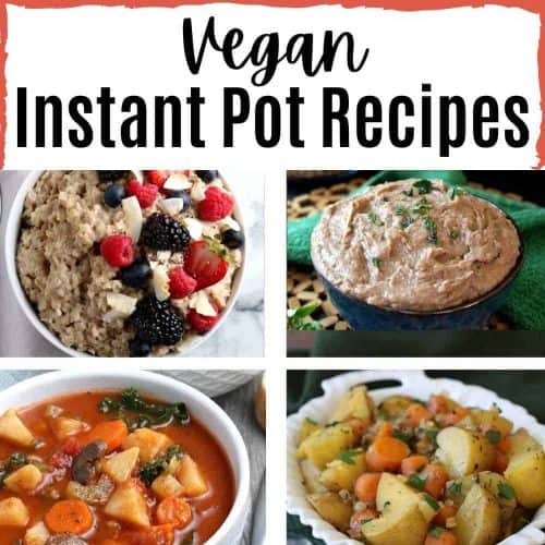 4 photos and a heading to illustrate the vegan Instant pot roundup