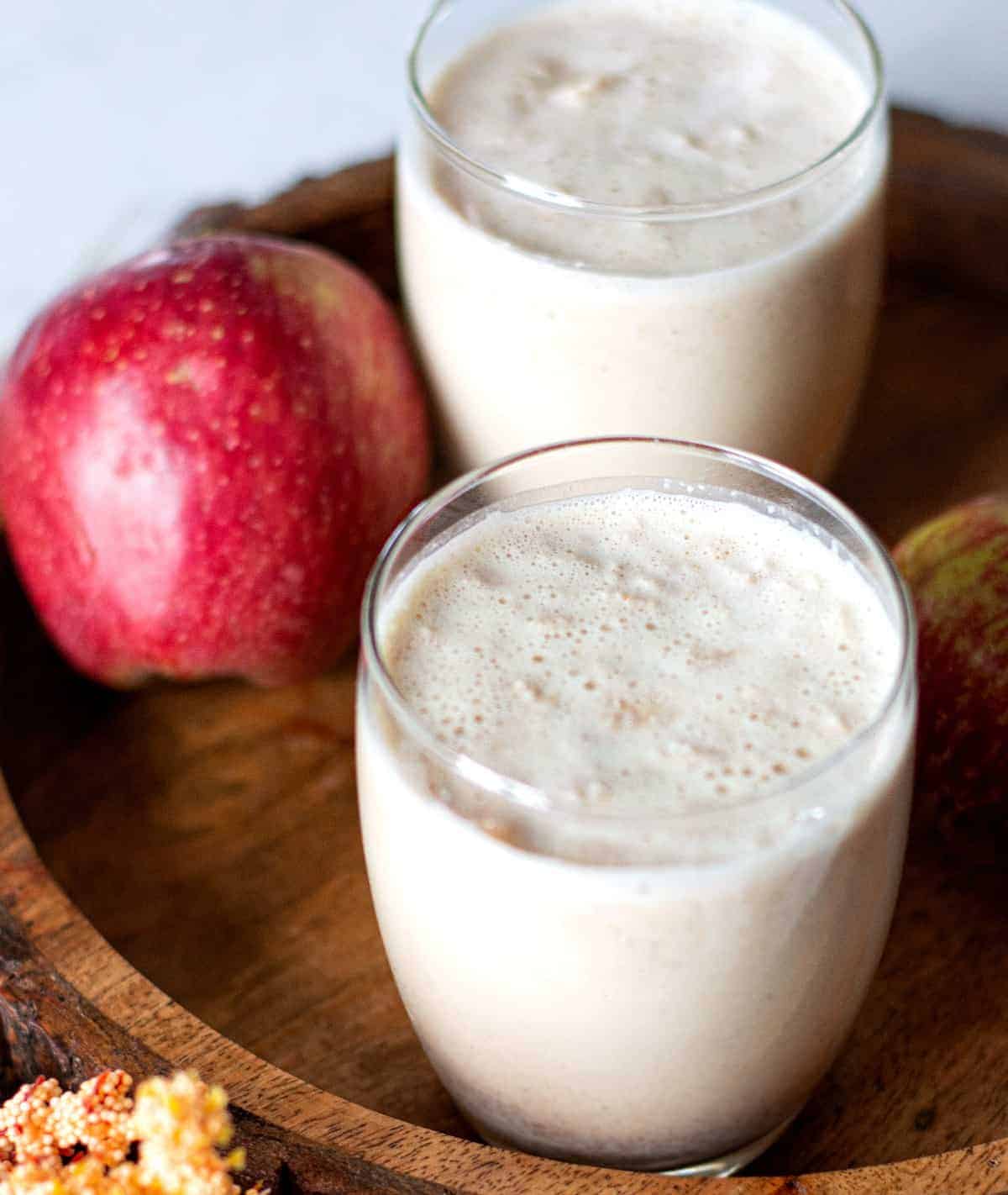 Two glasses full of dairy free liquid treats for a special breakfast.