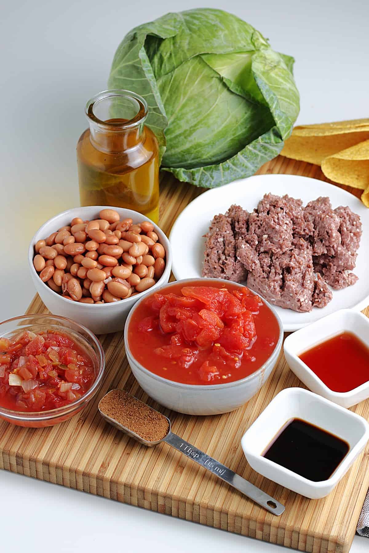 All of the ingredients for great sloppy tacos.