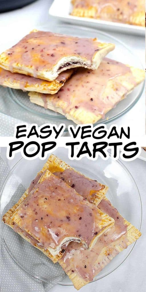 Two photos of iced vegan pop tarts with a icing.