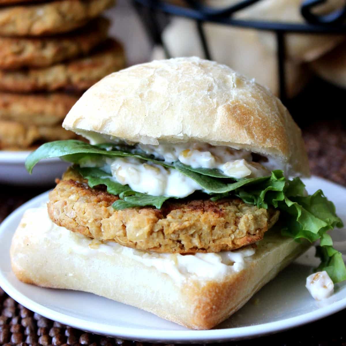 A bun stuffed with baked falafel and homemade sauce.