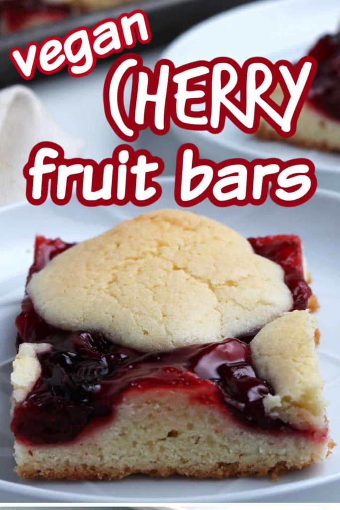 One cherry fruit bar front and center with text above for Pinterest.