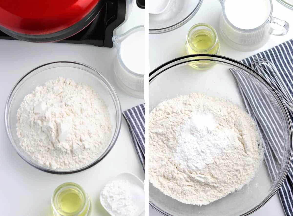 Ingredients and dry ingredients in a bowl for making breakfast.