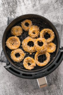 Onion Rings place in air fryer pan