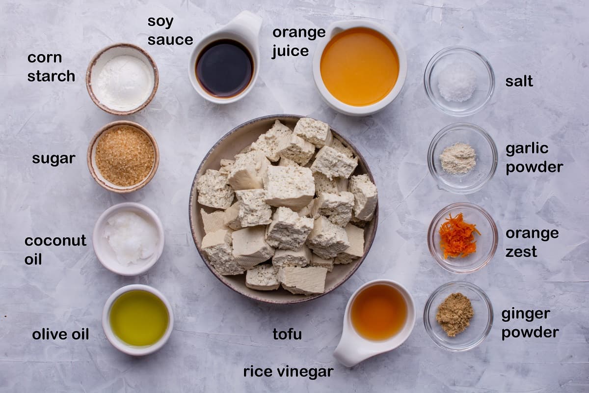 Orange tofu ingredients labels