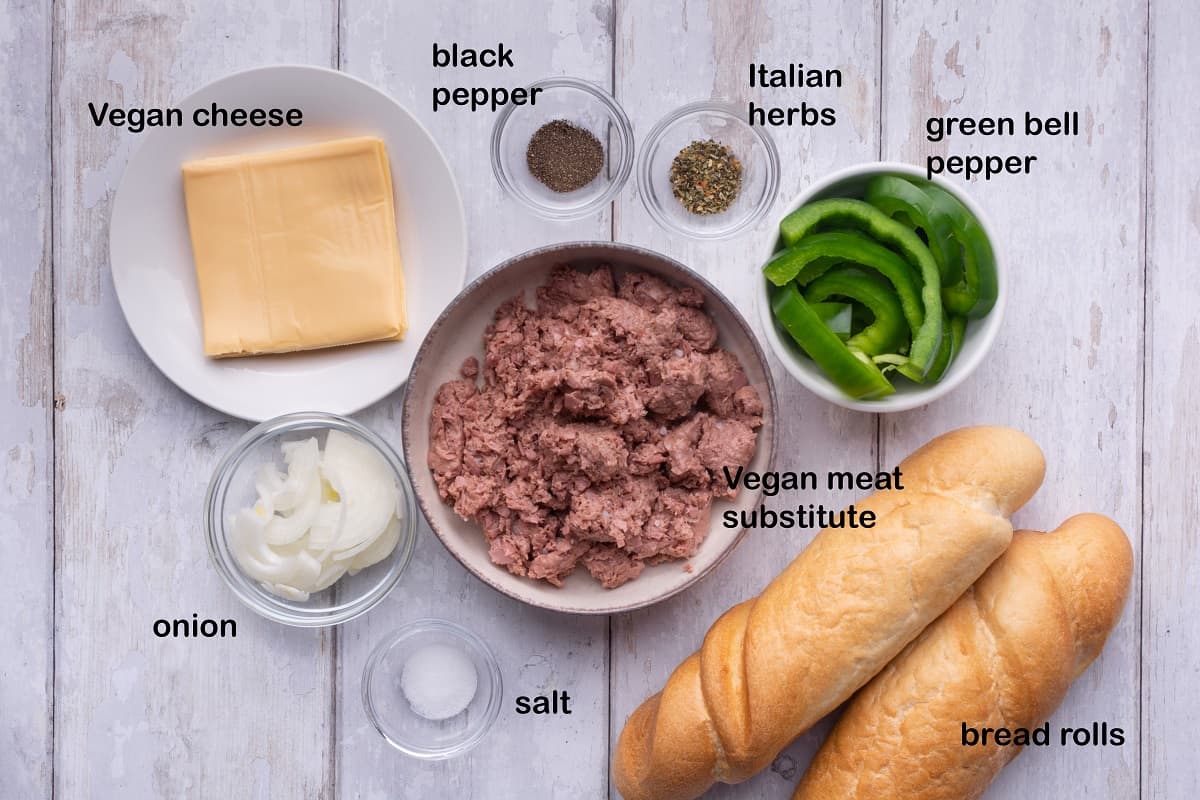 Vegan cheesesteak ingredients labels