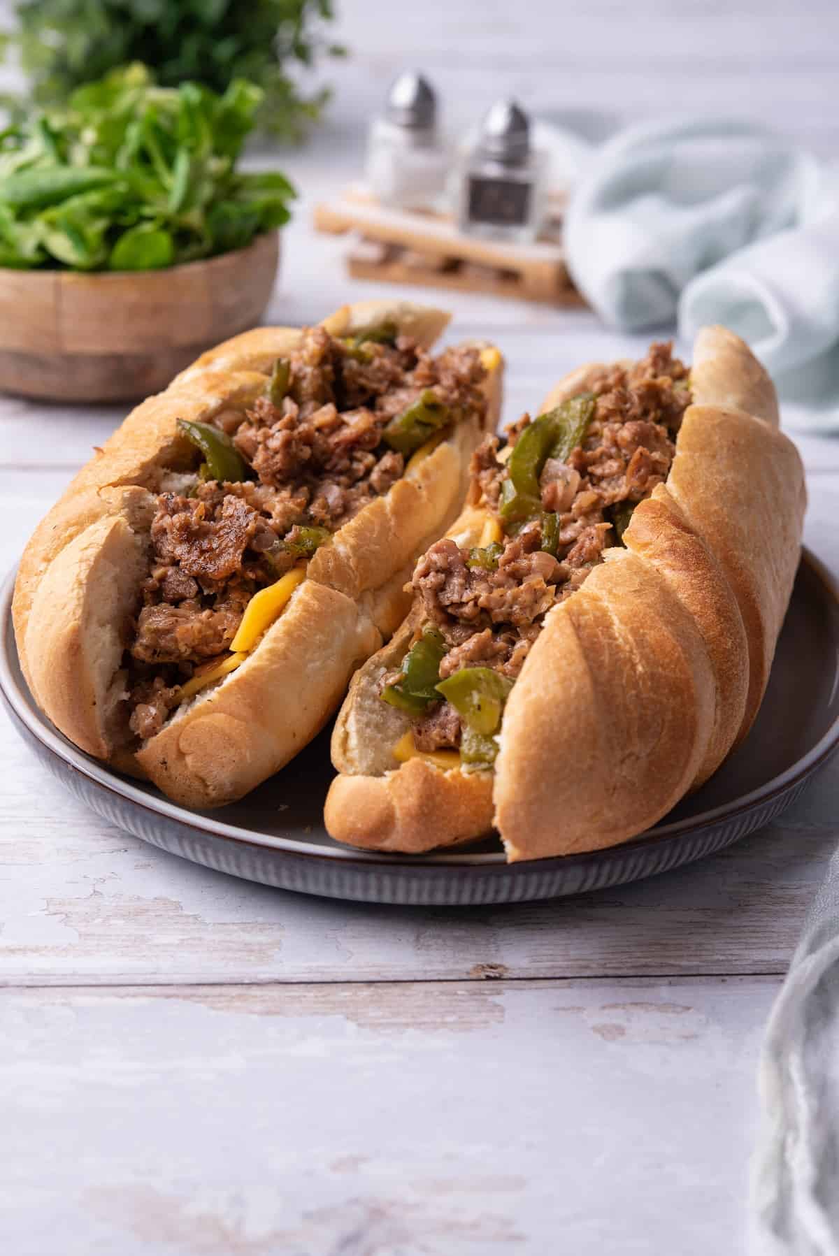 Vegan cheesesteak ready serve 4