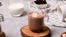 To make hot cocoa add mix in a mug stir in 1 cup warm milk add toppings of your choice