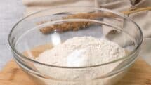 In a large bowl add the flour, baking soda and salt