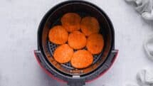 Lay sweet potatoes in a single layer in the air fryer