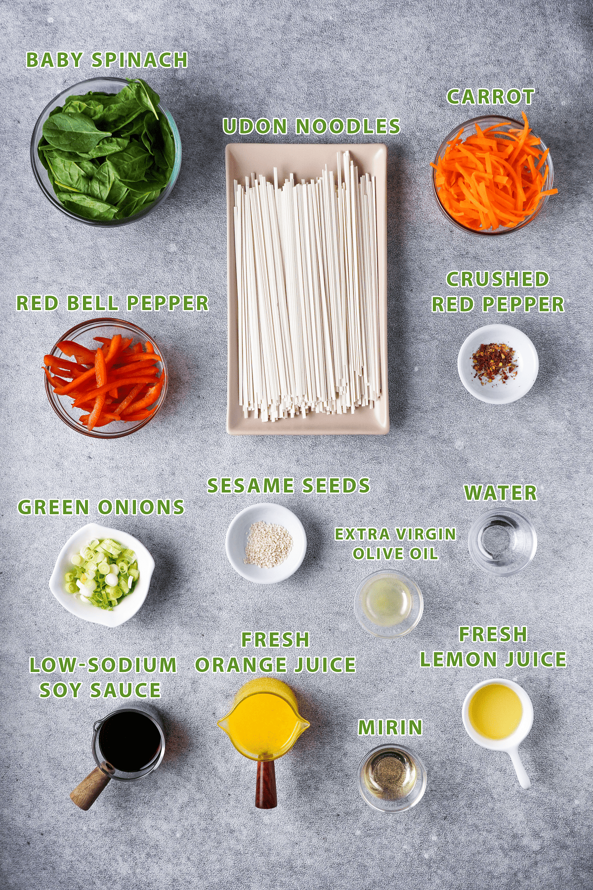 Udon noodle salad ingredients labels