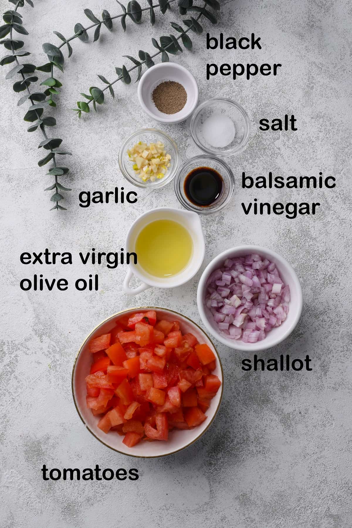 Tomato bruschetta ingredients labels