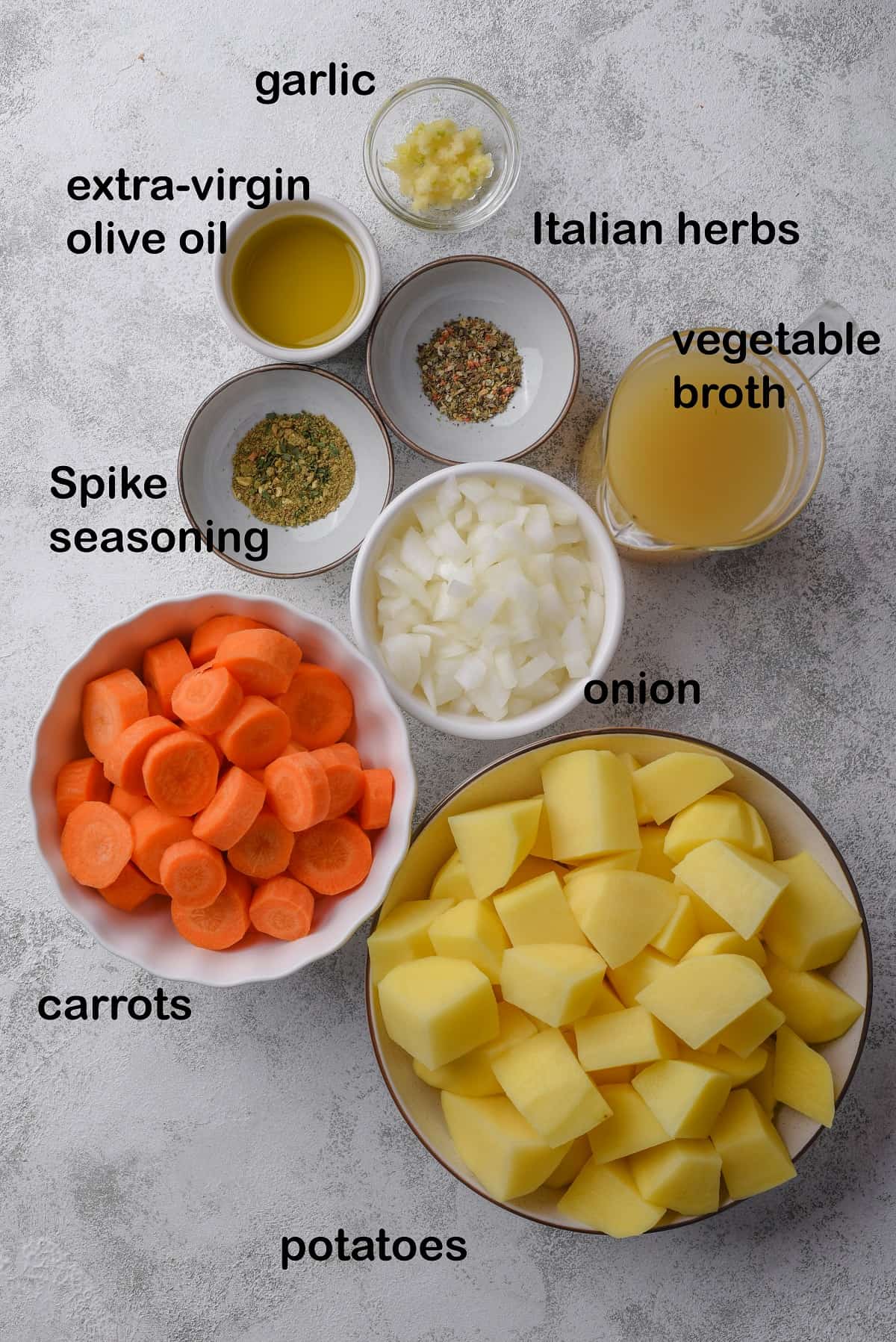 Instant pot potatoes carrots ingredients labels